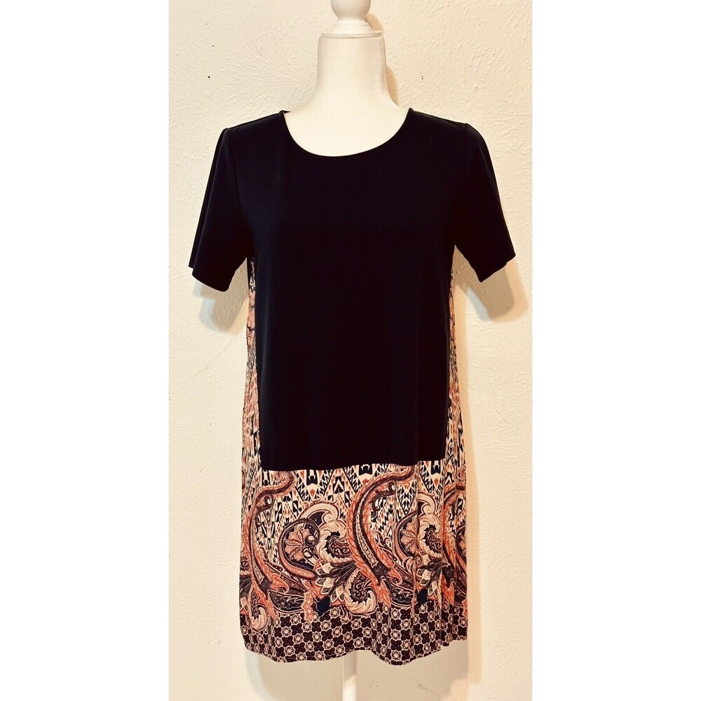 THML Anthropologie Women Size XS Paisley Short Sleeve Mini Dress Boho Edgy